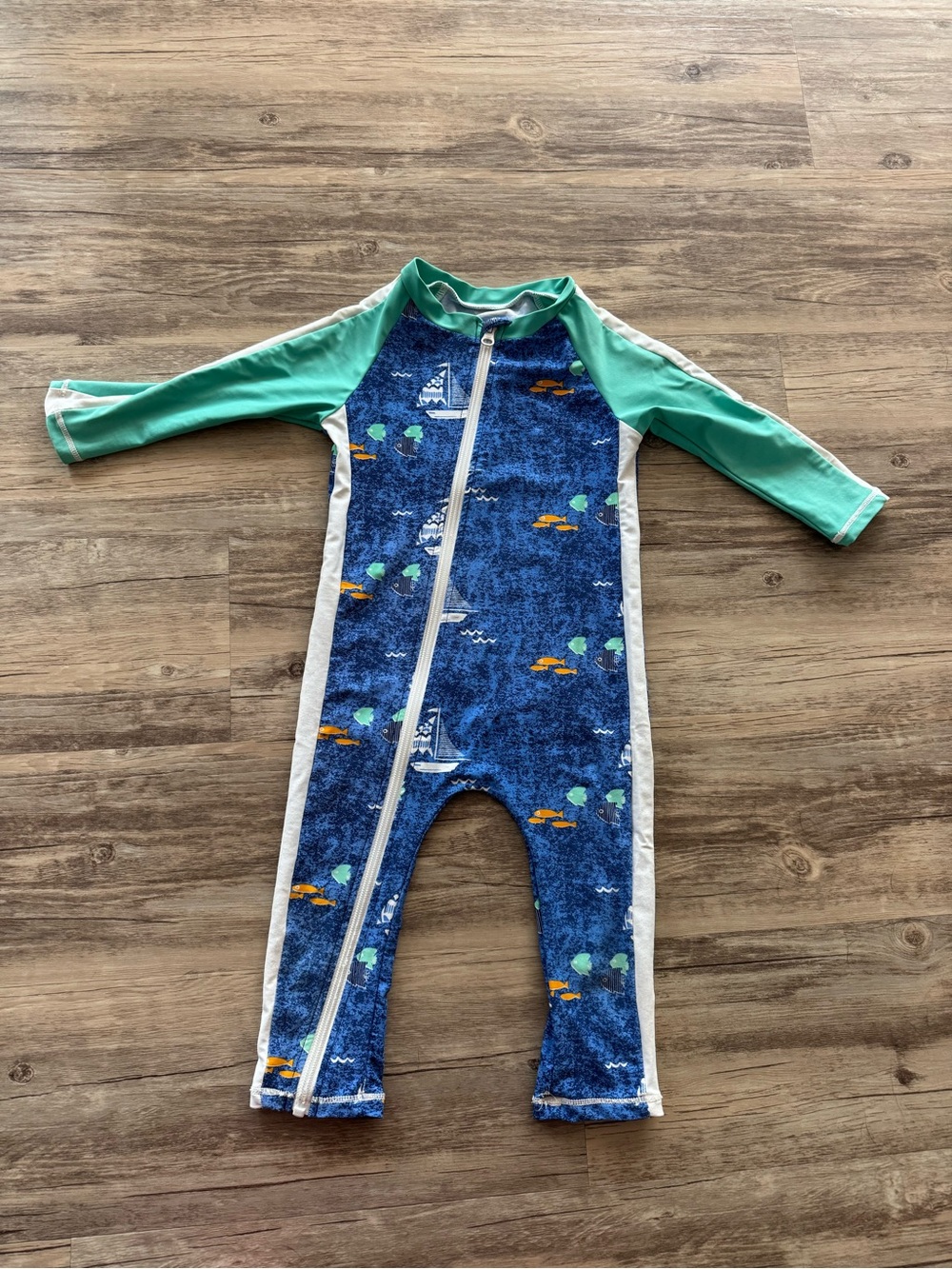 Swimzip Sunsuit - Long Sleeve Romper Swimsuit in "Captain Kid" print Size 2t